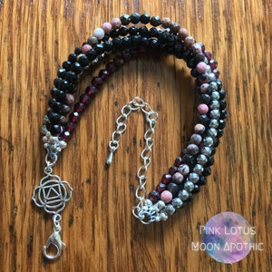 Root Chakra Gemstone Bracelet - Ruby, Onyx, Rhodonite, Black Spinel, Hematite