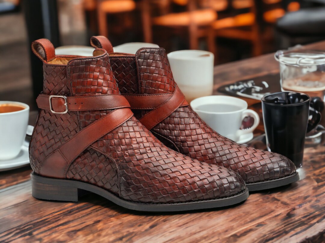 Asher Green Men's Dress Boots AG2632 - Genuine Leather Wingtip Chelsea Boots In Black/Tan/Olive/Burgundy - View #5