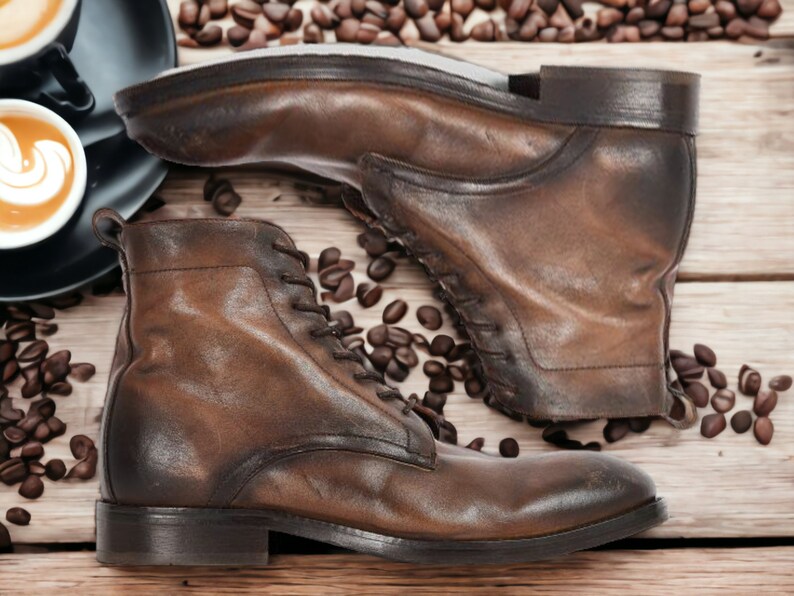 Men's Brown Ankle Boots Genuine Leather Stylish Handcrafted Boot