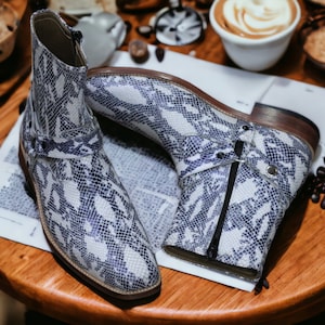Snakeskin Ankle Boot Etsy Canada