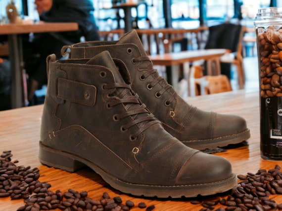 Handcrafted leather shop boots