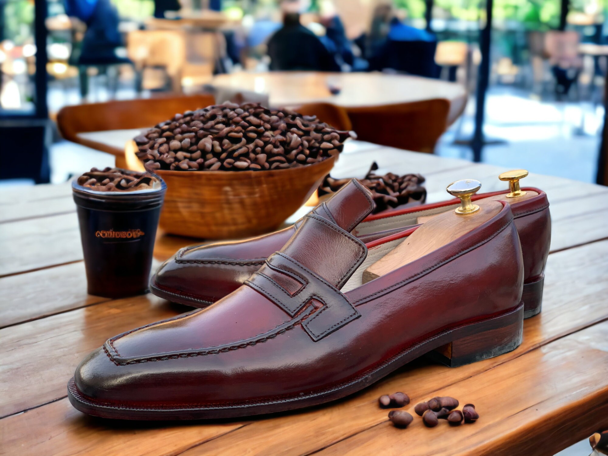 Burgundy Loafers - Etsy Canada