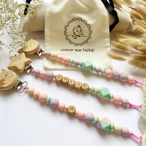 Personalized pacifier clip - Personalized pacifier clip / With mam pacifier adapter / Marshmallow model