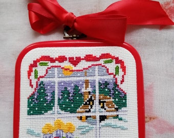 Vintage Christmas / Cross Stitch Embroidery / Vintage Cross Stitch / Sweden Vintage / Christmas Decoration / Wall Decoration