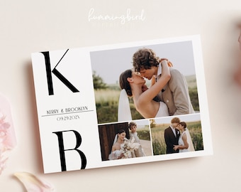 Classic Black and White Wedding Photobooth Template, B&W Minimalist Initials, 4x6 Photo Booth Template for Wedding Hollywood Glam Booth
