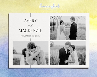 Modern Minimalist B&W Wedding Photobooth Template, 4x6 Photo Booth Overlay for Wedding and Engagement, Black and White Hollywood Glam
