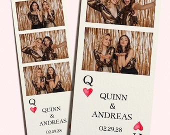 Personalized Photo Booth Strip, Queen of Hearts Playing Card (Digital Download)