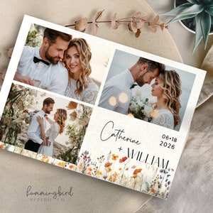 Modern Floral Photo Booth Template for Fall Wedding in Autumn Colors for 4x6 inch Photos, Wedding Photobooth Template, Instant Download