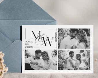 Black and White Wedding Photobooth Template, B&W Minimalist Design, 4x6 Photo Booth Template for Wedding, Custom Instant Download