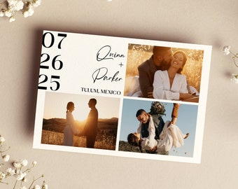 Elegant Black and White Wedding Photobooth Template, B&W Minimalist Design Bold Date, 4x6 Photo Booth Template for Wedding, Instant Download