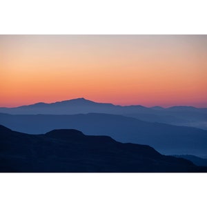 Dawn light, sunrise, mountains, wall art, unframed, fine art paper