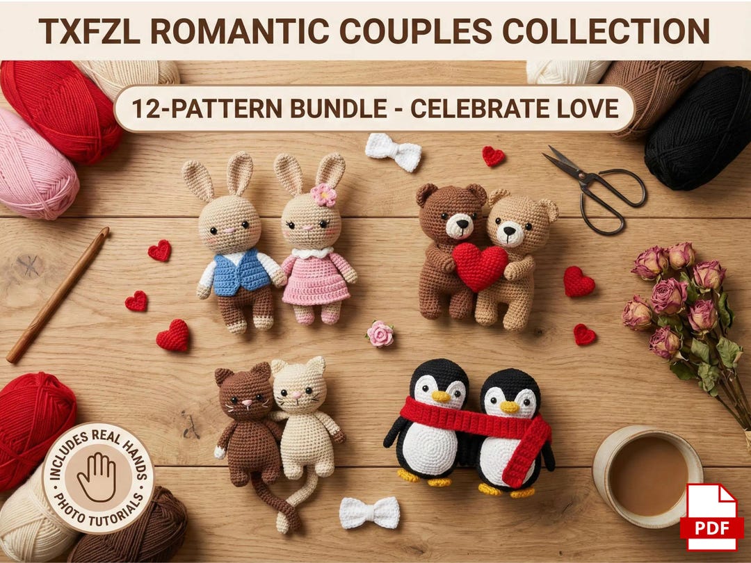 Crochet Couple Amigurumi Patterns, Valentine's DIY Gift (PDF Pattern ...