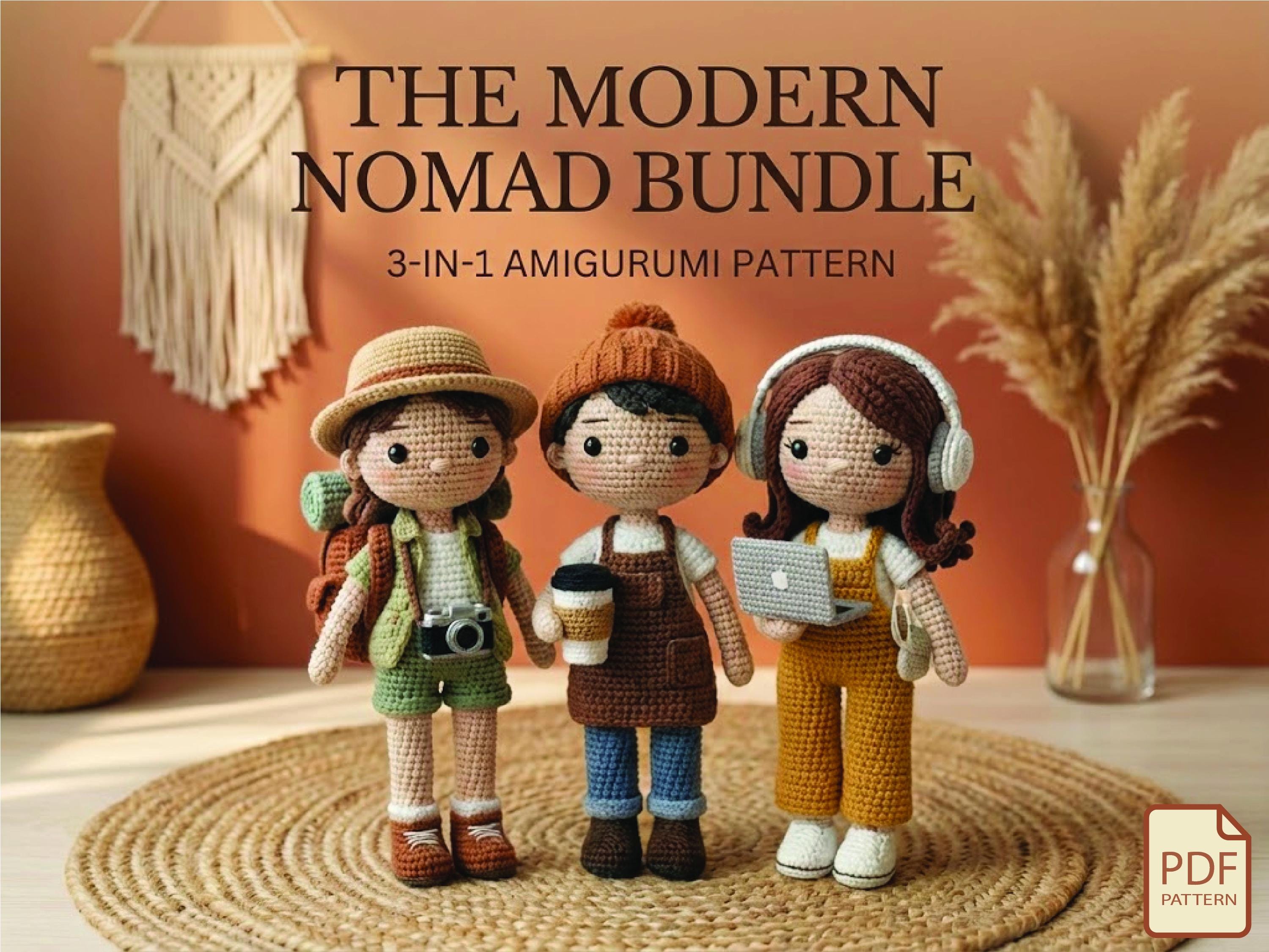 Amigurumi Doll Crochet Pattern Bundle | Modern Nomad 3-in-1 (PDF ...