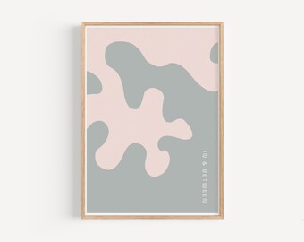 Eikenbladeren grijs zachtroze - Kunstdruk, botanische print