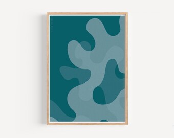 Eikenbladeren groot diep oceaanblauw - Kunstdruk, botanische print