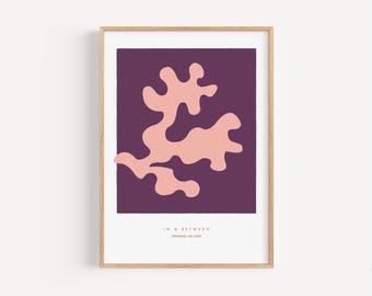 Eikenbladeren donker violet perzik - Fine-art-print, botanische print