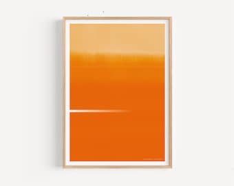 Electric Rise No.1 - Kunstafdruk van Horizon in vibrerend oranje van Riso Print Original