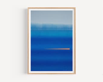 Infinite Space No.1 - kunstafdruk van Horizon in vibrerend blauw van Riso Print Original