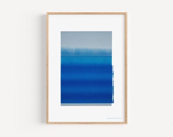 Infinite Space No.2 - Art Print van Horizon in vibrerend blauw met witte rand van Riso Print Original