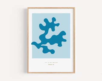 Eikenbladeren lichtblauw - Fine Art, botanische print van InAndBetween