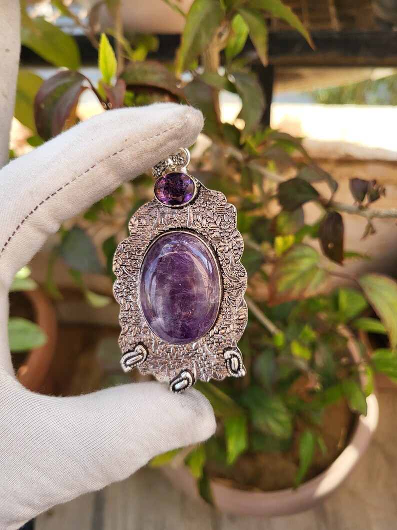 Amethyst Pendant in 925 Sterling Silver Pendant Top Quality Gemstone ...