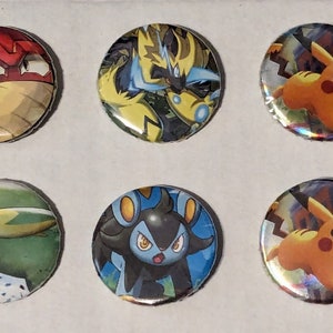 Pines Pokémon de tipo eléctrico (25 mm, cartas recicladas)