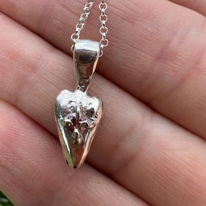 Solid sterling silver pendant heart, organic form, handcrafted, gift for her