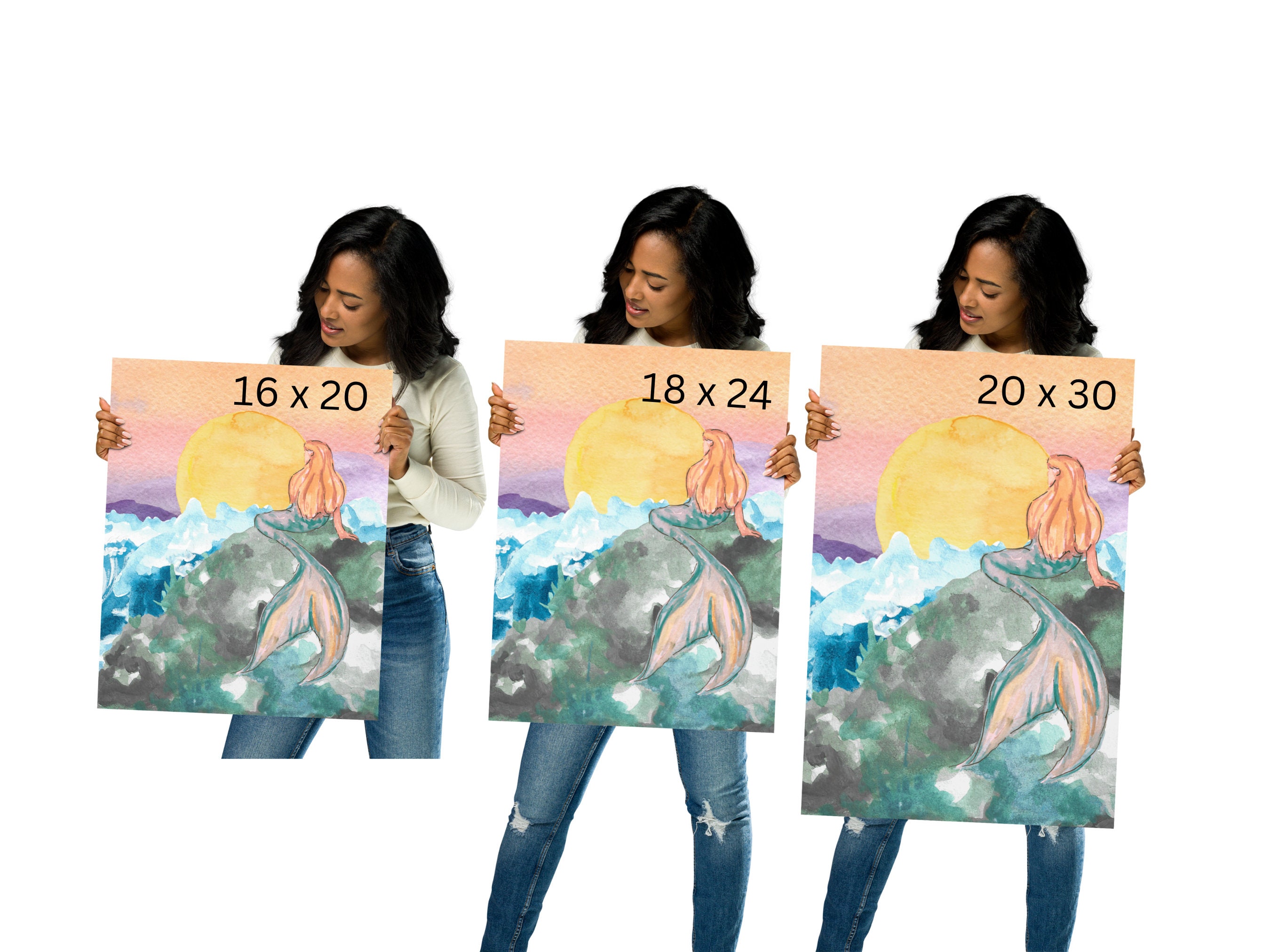 Celestial Mermaid on a Crescent Moon Poster With Magnetic Hangers ...
