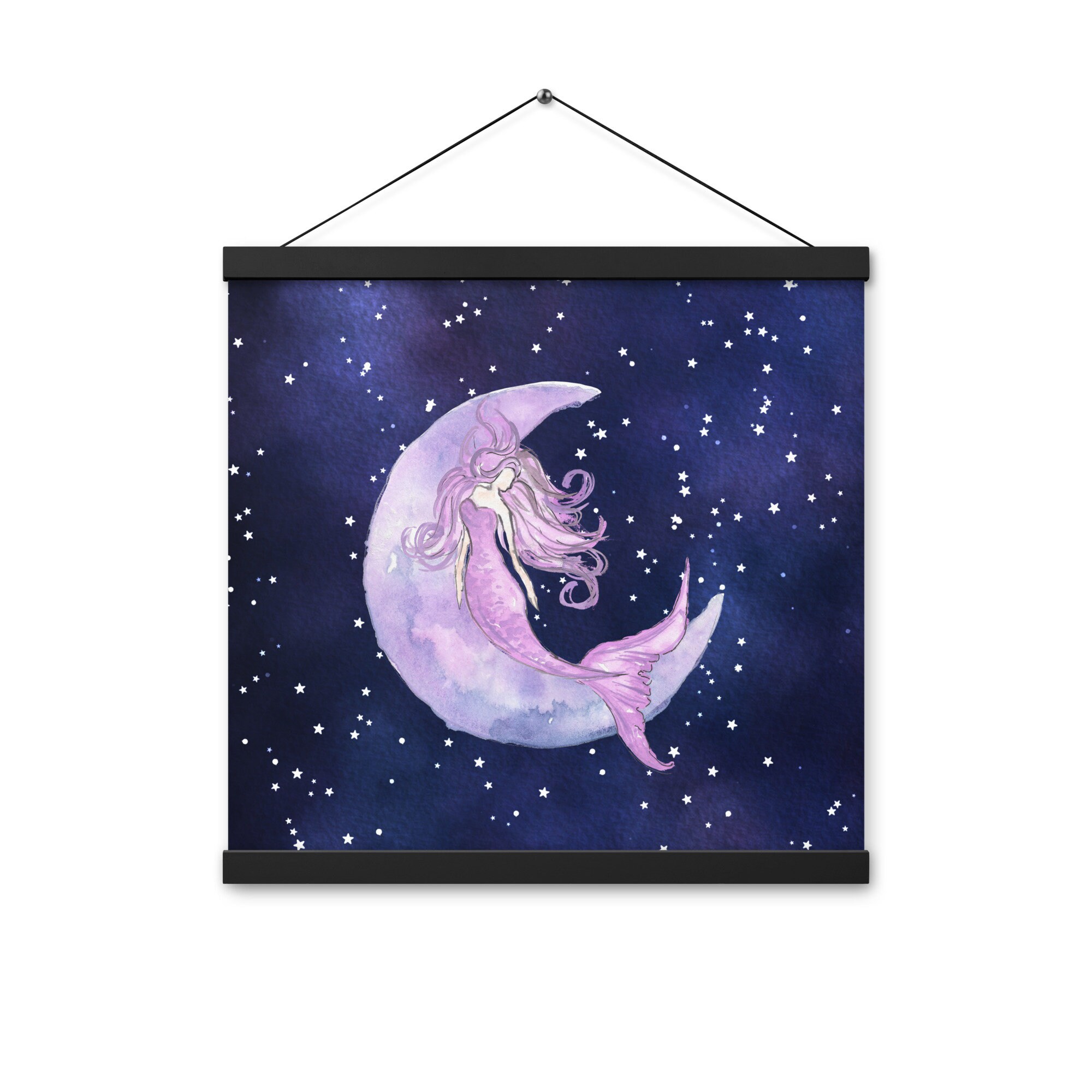 Celestial Mermaid on a Crescent Moon Poster With Magnetic Hangers ...
