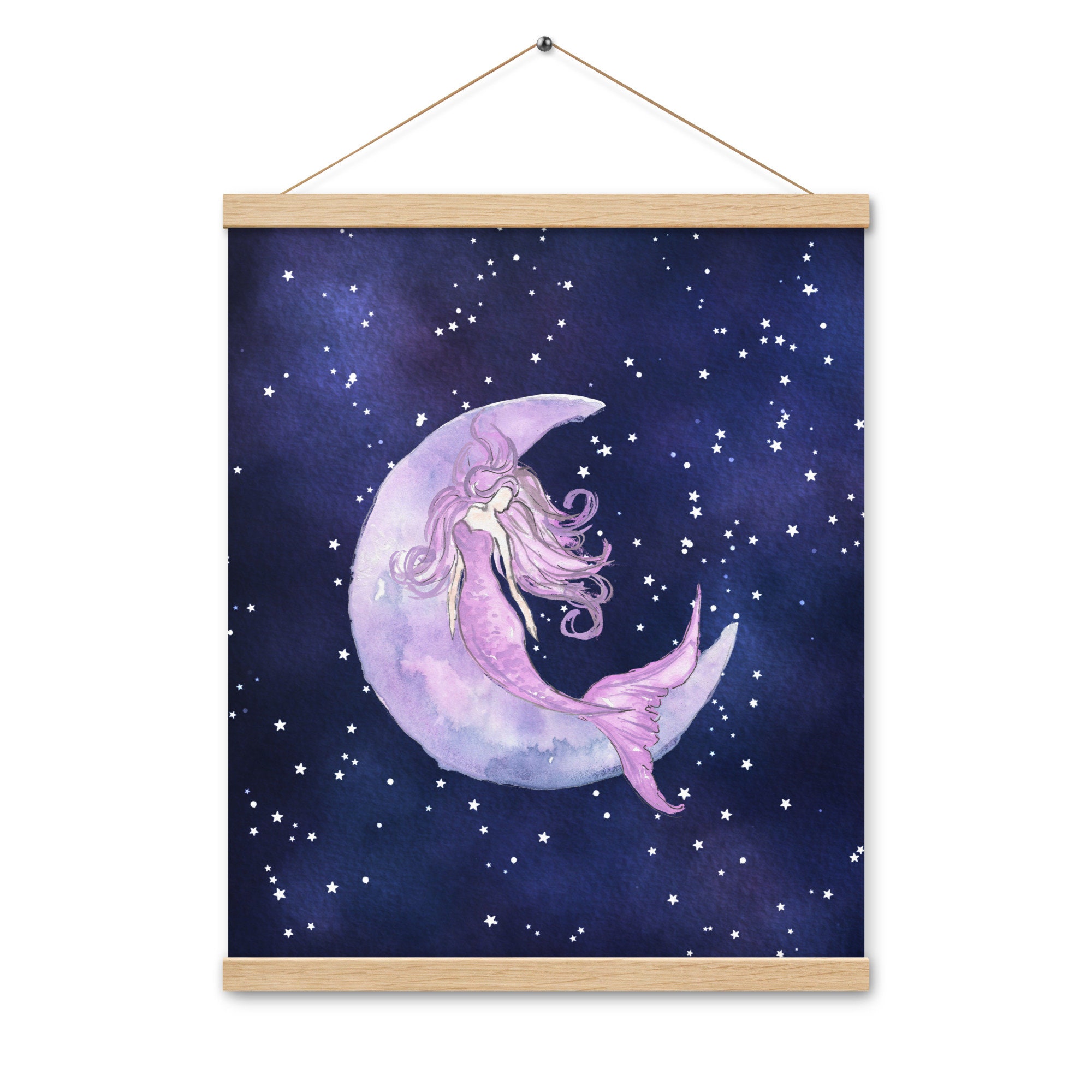 Celestial Mermaid on a Crescent Moon Poster With Magnetic Hangers ...