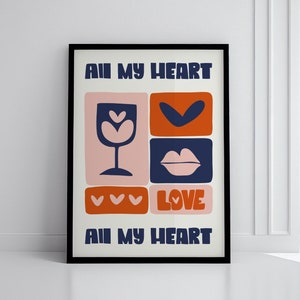 Póster con frases de amor de Henri Matisse, Arte mural "Te amo más", Arte de corazones de Matisse, Arte de enamorados, Símbolo de amor, Papeles decoupé de Matisse, Arte abstracto