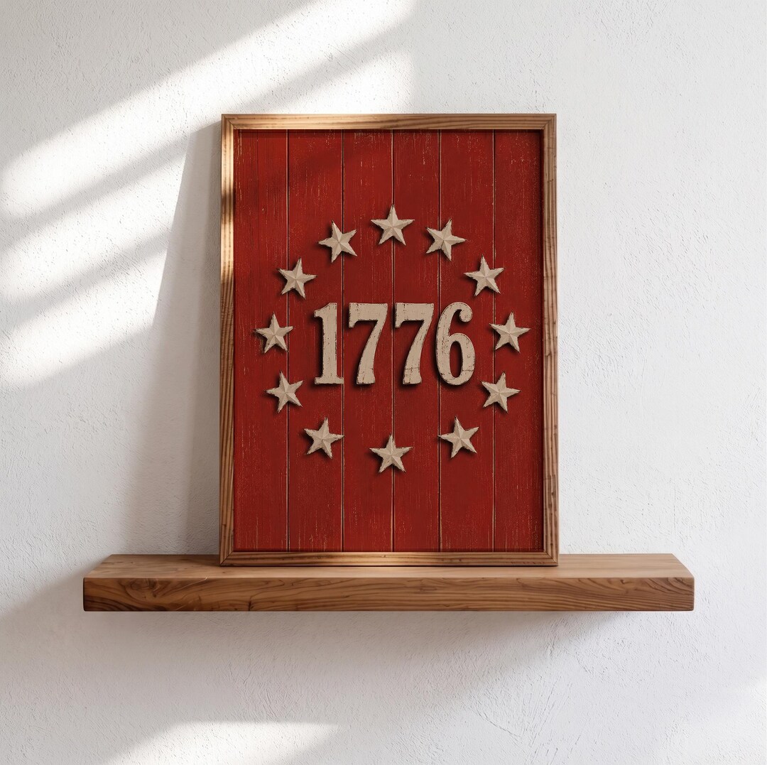 1776 Patriotic Wood Sign Wall Art, Rustic 4th of July Poster, Vintage ...