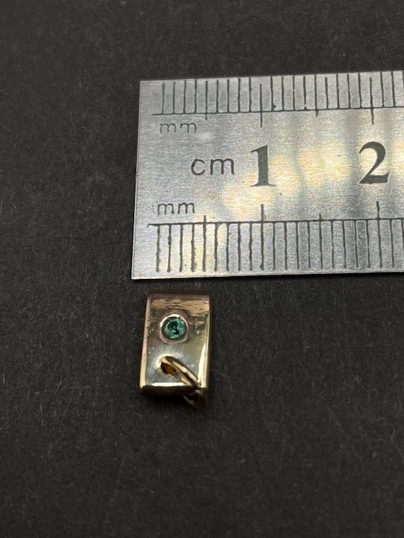 9ct Solid Gold Emerald Rectangle Pendant, Minimal… - image 5