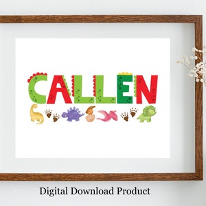 Children&#39;s Dinosaur Themed Custom Name Sign, Printable Custom Name Sign for Children, Custom Digital Download.