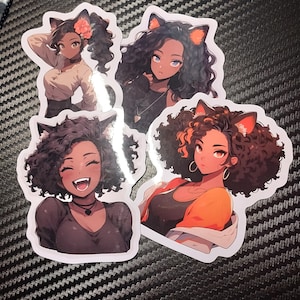 Ensemble d'autocollants élégants en vinyle Neko Waifu, beaux autocollants premium modernes et esthétiques pour fille chat, résistants à l'eau