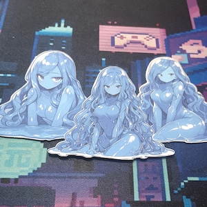 Blue Slime Monster Girls Vinyl Sticker Pack | Water Resistant Fantasy Waifu Aesthetic Stickers