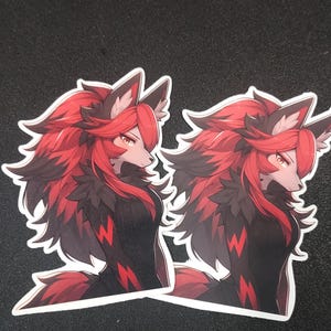 Zoryn le renard roux Anthro vinyle autocollant | Beau dessin animé à fourrure Waifu Esthétique