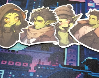 Cute Goblin Girls & Guys Vinyl Sticker Pack | Water Resistant Fantasy Aesthetic Stickers