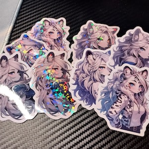 Magnifique pack d'autocollants en vinyle Arctic Anthro Waifu | Stickers premium esthétiques à fourrure d'anime résistant à l'eau