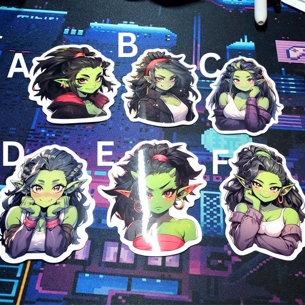 Beautiful Goblin Girl Large Vinyl Sticker Pack | Weather Resistant Cute Waifu Aesthetic Premium Stickers