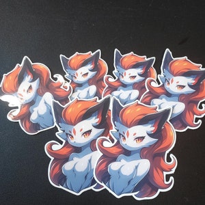 Schöner Feuer Anthro Anime Waifu Vinyl Aufkleber | Wasserdichte niedliche pelzige Ästhetik