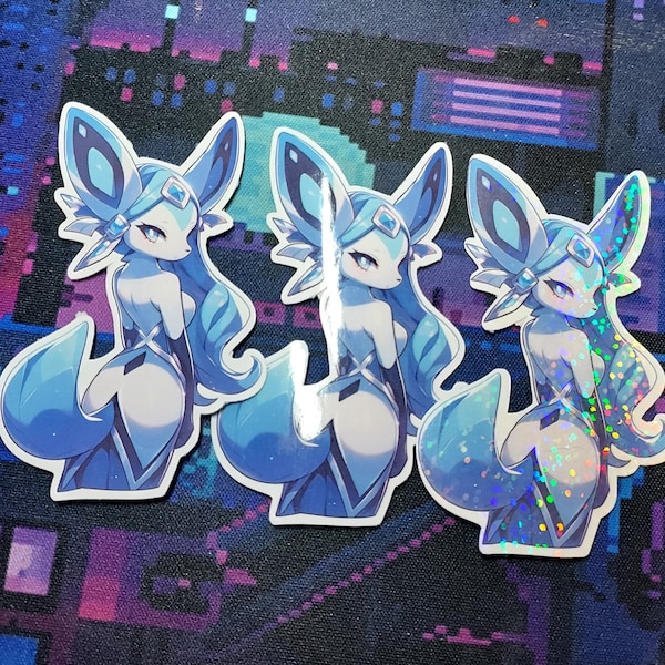 Beautiful Ice Anthro Anime Waifu Vinyl Sticker | Water Resistant Cute Furry Aesthetic