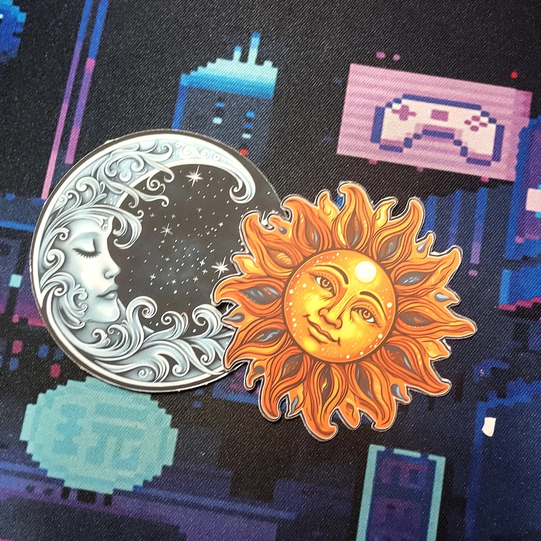 Celestial Sun & Moon Vinyl Sticker Pack | Water Resistant Pretty ...