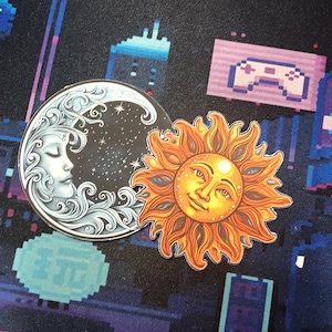 Celestial Sun & Moon Vinyl Sticker Pack | Water Resistant Pretty Aesthetic Duo Sticker Pack