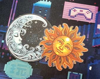 Celestial Sun & Moon Vinyl Sticker Pack | Water Resistant Pretty Aesthetic Duo Sticker Pack