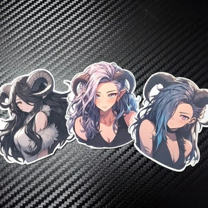 Bellissimo pacchetto di adesivi in vinile Succubus Waifu / Adesivi estetici fantasy anime resistenti all'acqua
