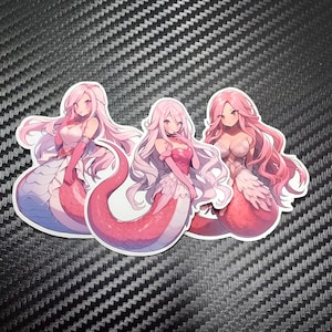 Lot d'autocollants en vinyle rose Lamia Monster Girl Waifu | Stickers Anime Fille Serpent Esthétique