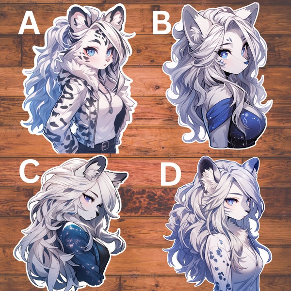 Beautiful Arctic Anthro Waifu Vinyl Sticker Pack | Water Resistant Cute Anime Furry Aesthetic Premium Stickers