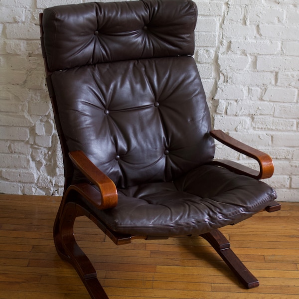 Bentwood 'Skyline" Leather Chair by Einar Hove for Hove Mobler, 1970s