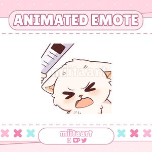 Gesto animado de gato blanco Bonk - Gesto lindo de gato para Twitch, Discord y Youtube